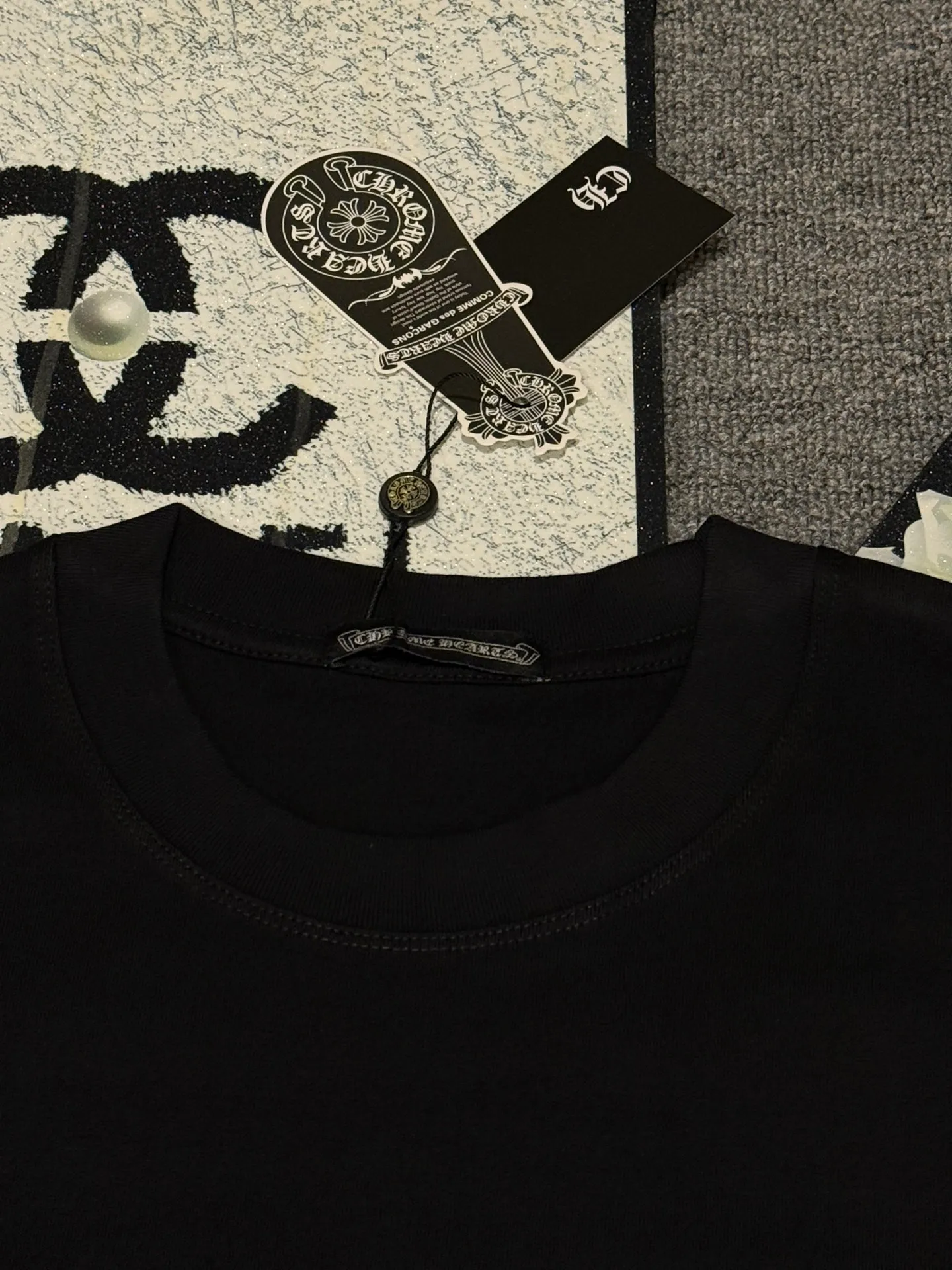 （ ） :YH 002 CH LOGO 1:1 Same Style 32 Breathable 1x 1 oversize 1:1 :White Black Size:S-XL